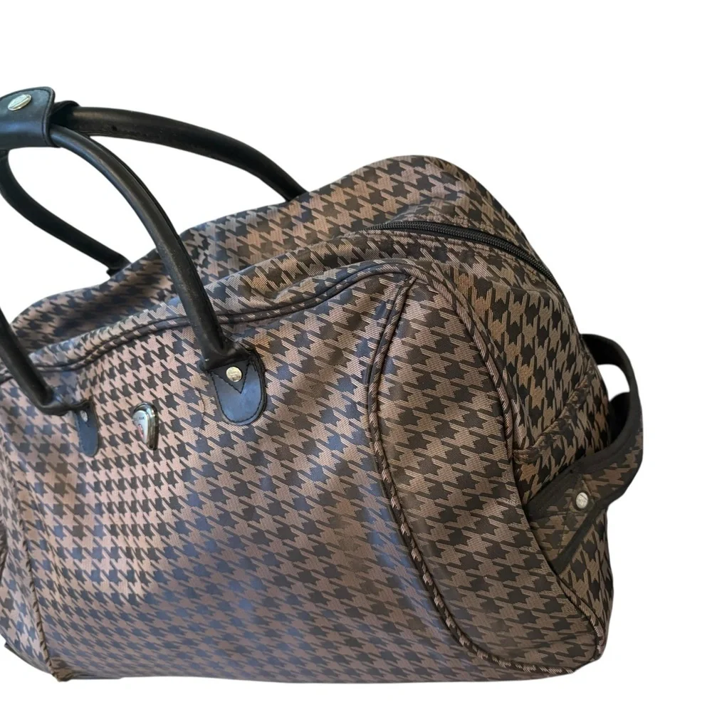 Calpak Brown and Black Houndstooth Travel Tote